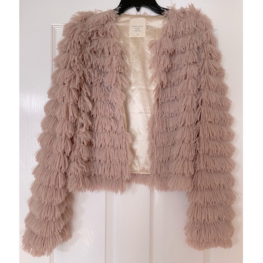 NEW Fantastic Fawn Blush Fringe Jacket size Small